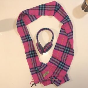 Burberry London pink scarf and earmuff set